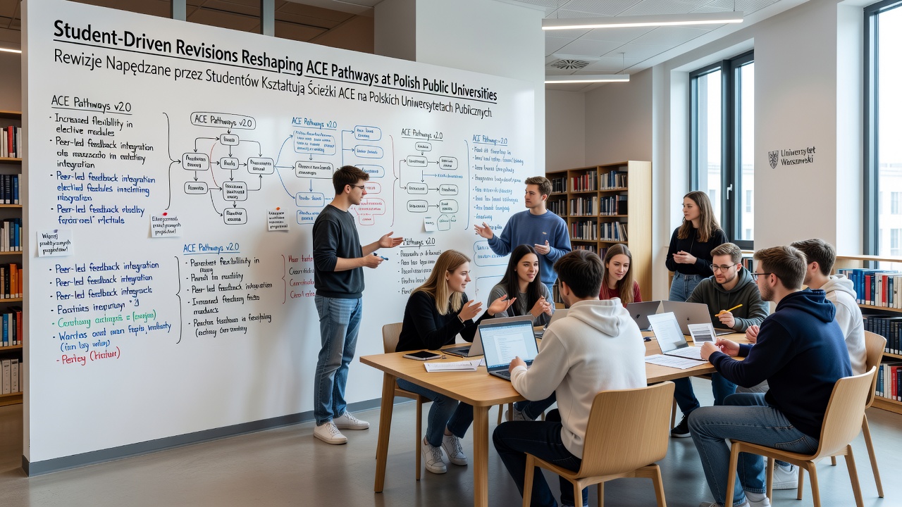 University administrators reviewing student-submitted pathway proposals in a meeting room
